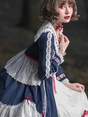 Lolita original genuine lolita snow girl in the dusk forest long-sleeved dress gorgeous flower wedding op princess