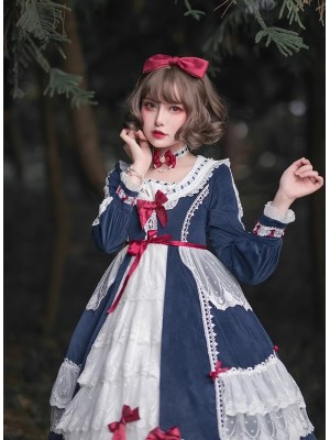 Lolita original genuine lolita snow girl in the dusk forest long-sleeved dress gorgeous flower wedding op princess