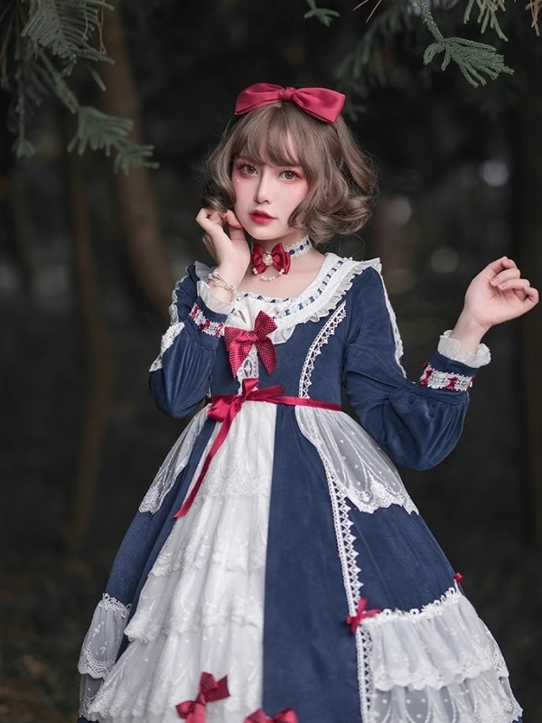 Lolita original genuine lolita snow girl in the dusk forest long-sleeved dress gorgeous flower wedding op princess Lolita original genuine lolita snow girl in the dusk forest long-sleeved dress gorgeous flower wedding op princess