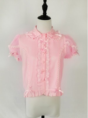 Pink big bow Lolita short sleeved shirt