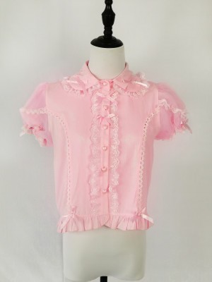 Pink big bow Lolita short sleeved shirt