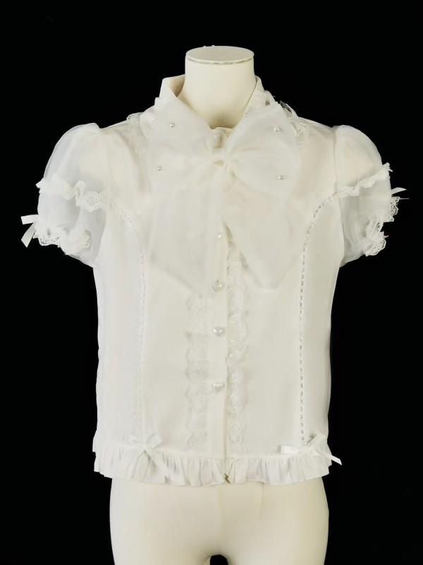 Pink big bow Lolita short sleeved shirt Pink big bow Lolita short sleeved shirt