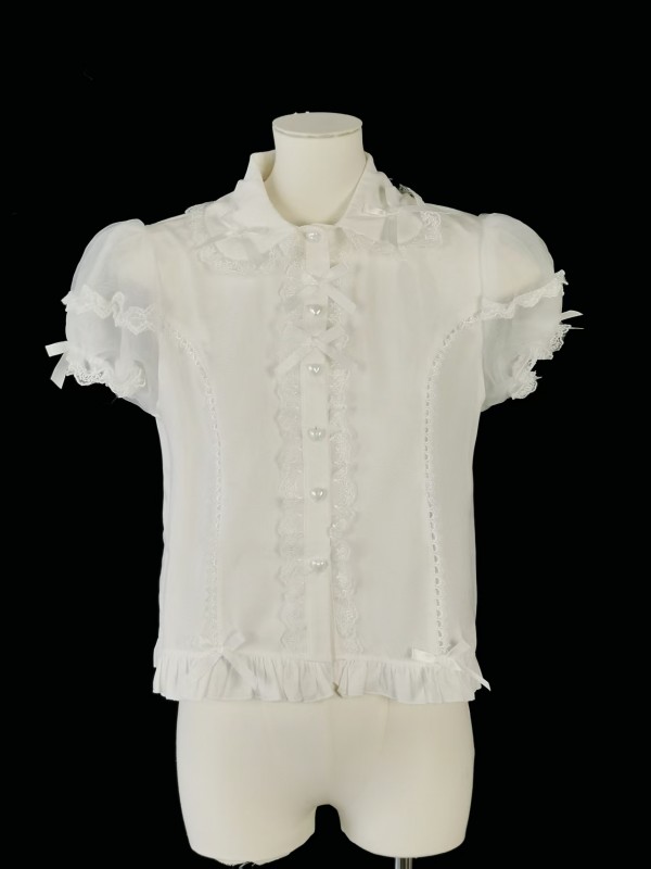 Pink big bow Lolita short sleeved shirt Pink big bow Lolita short sleeved shirt