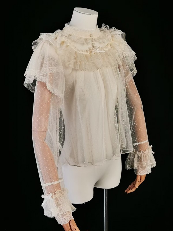 Tri colored dot lace with lightweight lolita lining