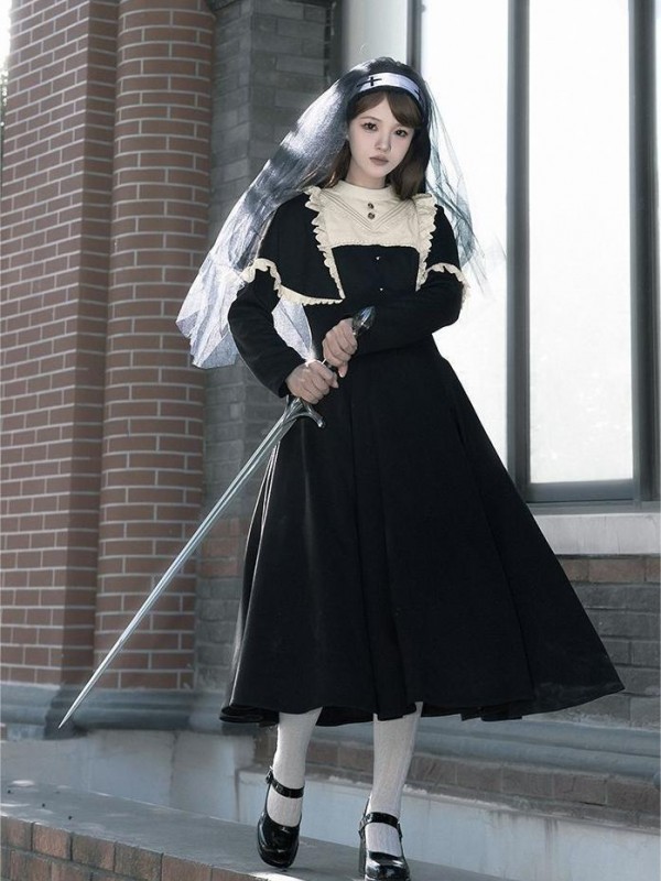 【Aria】~lolita Onepiece~Gothic Nun attire~Wide Hemline Spring models 【Aria】~lolita Onepiece~Gothic Nun attire~Wide Hemline Spring models