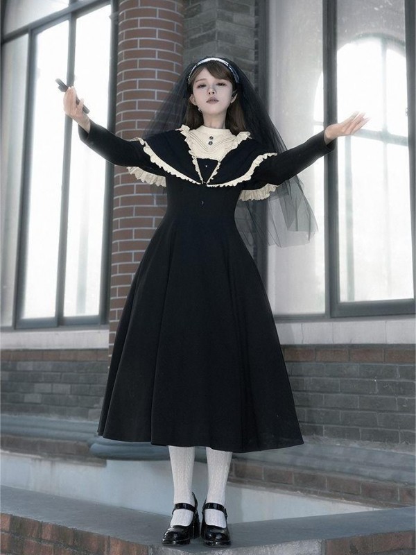 【Aria】~lolita Onepiece~Gothic Nun attire~Wide Hemline Spring models 【Aria】~lolita Onepiece~Gothic Nun attire~Wide Hemline Spring models