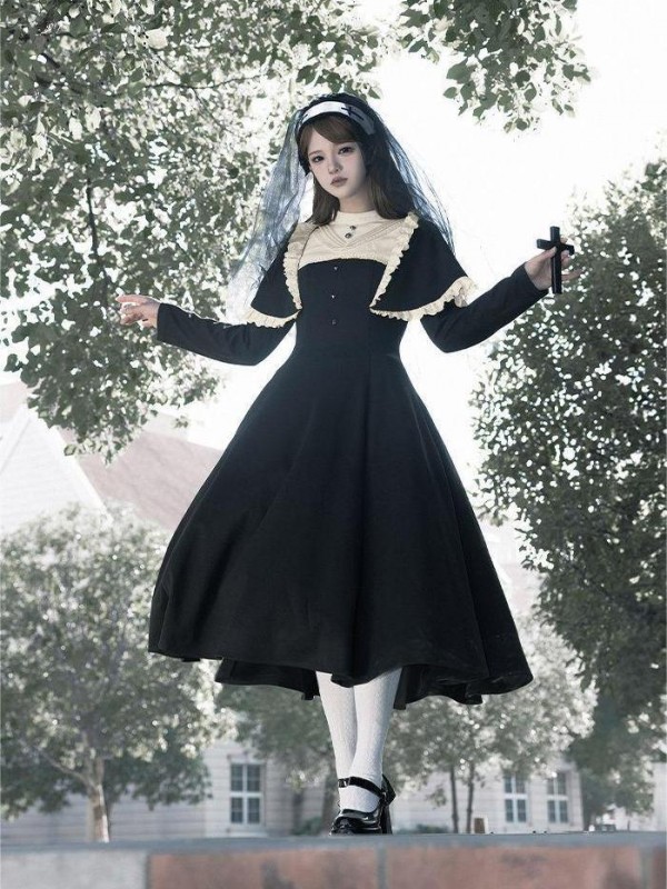 【Aria】~lolita Onepiece~Gothic Nun attire~Wide Hemline Spring models 【Aria】~lolita Onepiece~Gothic Nun attire~Wide Hemline Spring models
