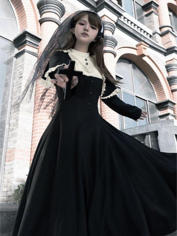 【Aria】~lolita Onepiece~Gothic Nun attire~Wide Hemline Spring models 【Aria】~lolita Onepiece~Gothic Nun attire~Wide Hemline Spring models