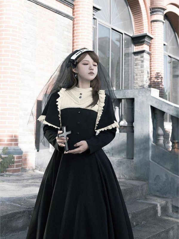 【Aria】~lolita Onepiece~Gothic Nun attire~Wide Hemline Spring models 【Aria】~lolita Onepiece~Gothic Nun attire~Wide Hemline Spring models