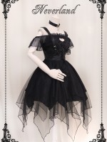 Ash Gothic Jumperskirt Black irregular mesh hem Lolita Dress Ash Gothic Jumperskirt Black irregular mesh hem Lolita Dress