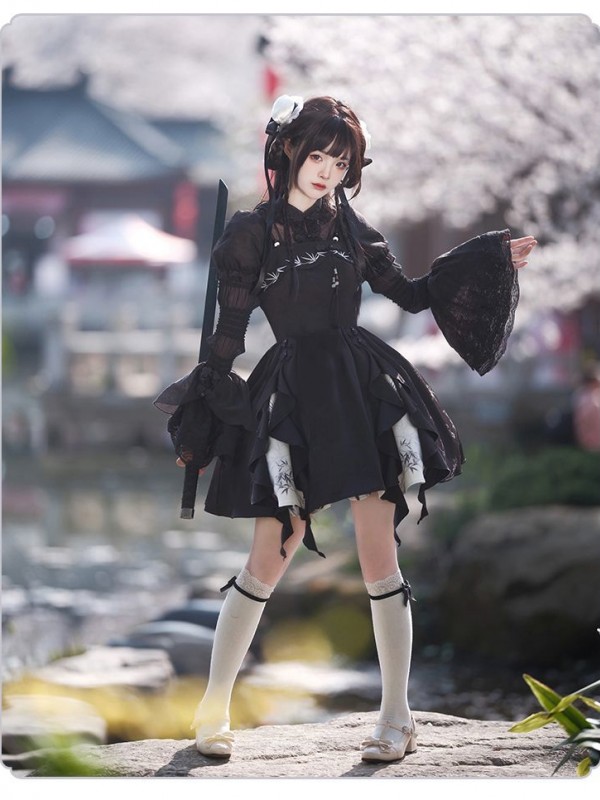 【Bamboo Flower】~Chinese style embroidery~Lolita skirt twin