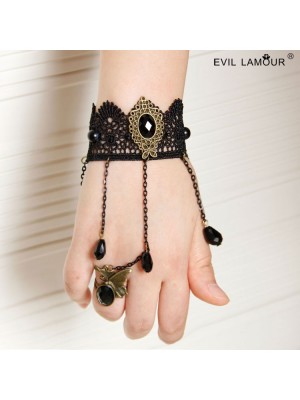 Baroque Black Fringe Wrist Band