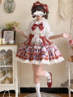 Bear Jazz sweet and cute printed strap dress Bear Jazz sweet and cute printed strap dress