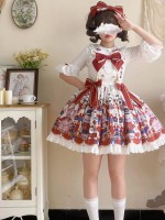 Bear Jazz sweet and cute printed strap dress Bear Jazz sweet and cute printed strap dress
