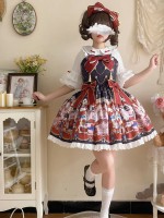 Bear Jazz sweet and cute printed strap dress Bear Jazz sweet and cute printed strap dress