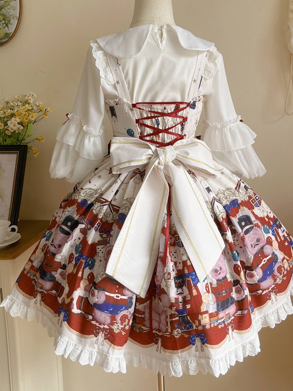 Bear Jazz sweet and cute printed strap dress Bear Jazz sweet and cute printed strap dress