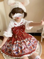 Bear Jazz sweet and cute printed strap dress Bear Jazz sweet and cute printed strap dress