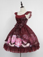 Sweet Vintage Beauty and Beast Print Voile Lolita Jumperskirt Sweet Vintage Beauty and Beast Print Voile Lolita Jumperskirt