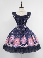 Sweet Vintage Beauty and Beast Print Voile Lolita Jumperskirt Sweet Vintage Beauty and Beast Print Voile Lolita Jumperskirt