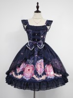 Sweet Vintage Beauty and Beast Print Voile Lolita Jumperskirt Sweet Vintage Beauty and Beast Print Voile Lolita Jumperskirt