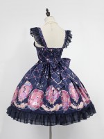 Sweet Vintage Beauty and Beast Print Voile Lolita Jumperskirt Sweet Vintage Beauty and Beast Print Voile Lolita Jumperskirt
