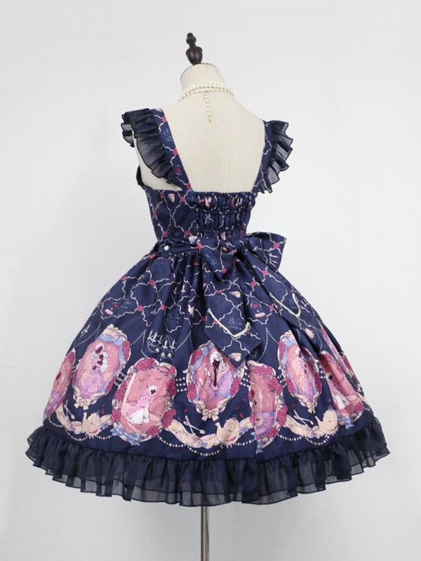 Sweet Vintage Beauty and Beast Print Voile Lolita Jumperskirt Sweet Vintage Beauty and Beast Print Voile Lolita Jumperskirt