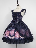 Sweet Vintage Beauty and Beast Print Voile Lolita Jumperskirt Sweet Vintage Beauty and Beast Print Voile Lolita Jumperskirt