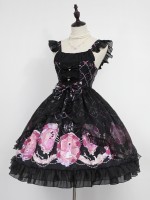 Sweet Vintage Beauty and Beast Print Voile Lolita Jumperskirt Sweet Vintage Beauty and Beast Print Voile Lolita Jumperskirt