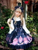 Sweet Vintage Beauty and Beast Print Voile Lolita Jumperskirt Sweet Vintage Beauty and Beast Print Voile Lolita Jumperskirt