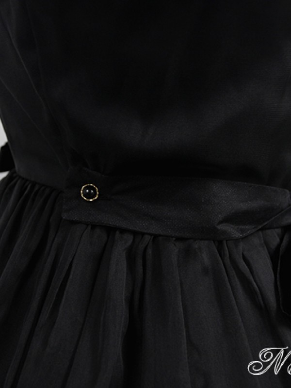 Vintage Church Style Dress Black Requiem One-piece