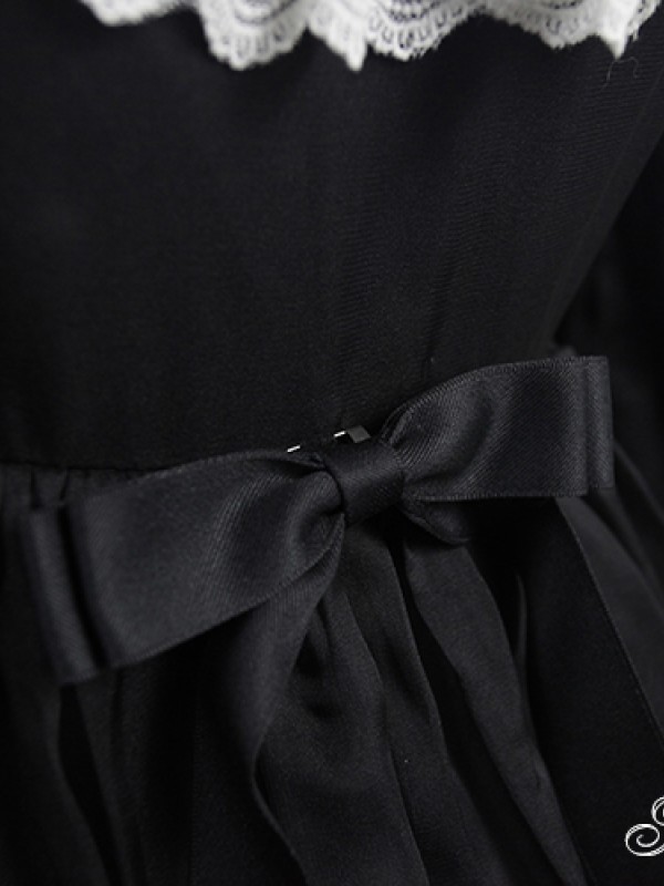 Vintage Church Style Dress Black Requiem One-piece