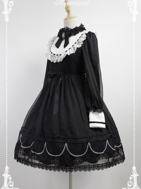 Vintage Church Style Dress Black Requiem One-piece