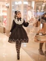 Vintage Church Style Dress Black Requiem One-piece
