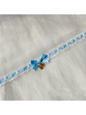 Blue Bow Lace Choker Necklace