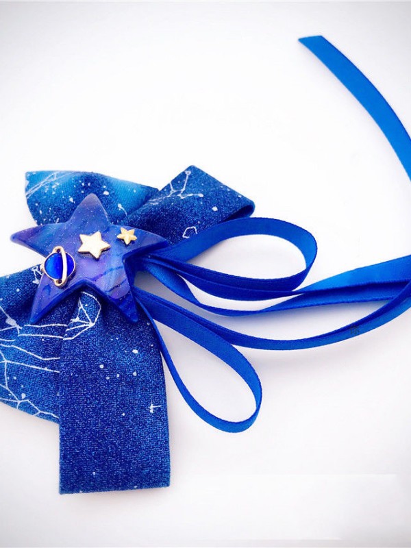 Blue Star Starry Sky Hair Clip with Ribbons Blue Star Starry Sky Hair Clip with Ribbons