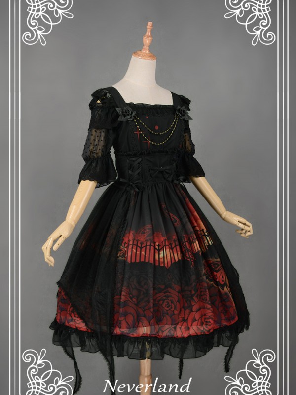 Dark Gothic Lolita Butterfly Cemetery Jumperskirt Dark Gothic Lolita Butterfly Cemetery Jumperskirt