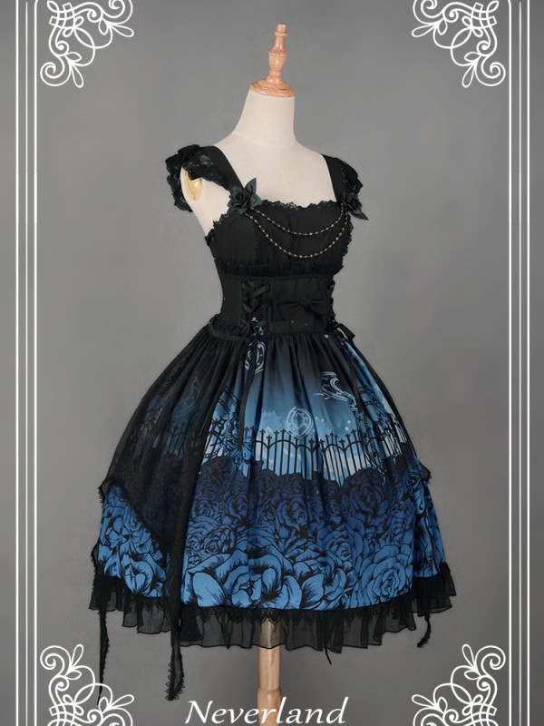 Dark Gothic Lolita Butterfly Cemetery Jumperskirt Dark Gothic Lolita Butterfly Cemetery Jumperskirt