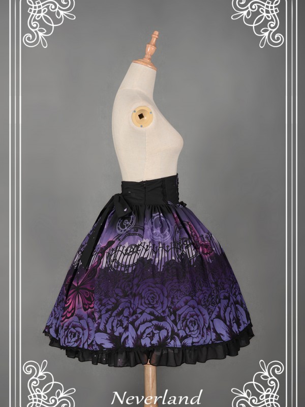 Dark Style Butterfly Cemetery Print Skirt