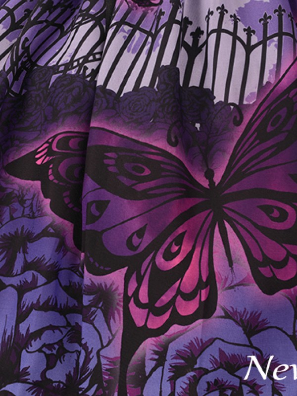 Dark Style Butterfly Cemetery Print Skirt