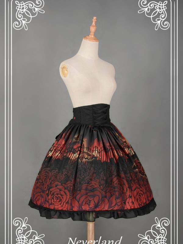 Dark Style Butterfly Cemetery Print Skirt