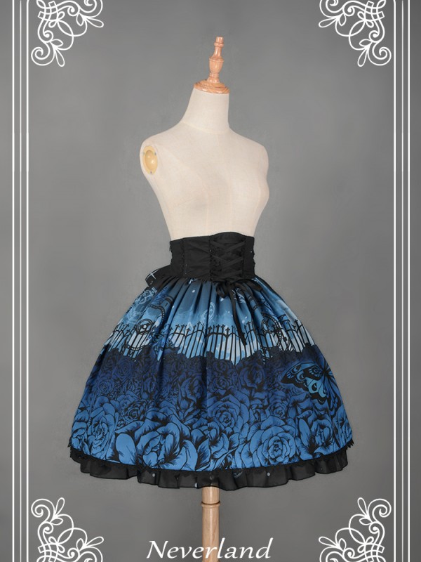 Dark Style Butterfly Cemetery Print Skirt
