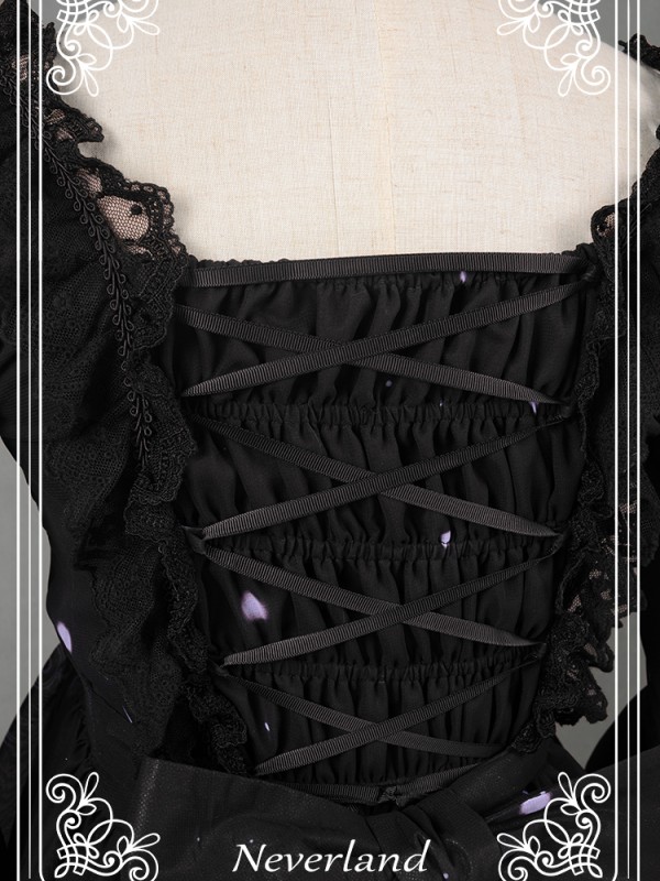 Dark Gothic Printed Lolita Dress Butterfly Cemetery One Piece