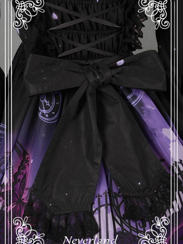 Dark Gothic Printed Lolita Dress Butterfly Cemetery One Piece
