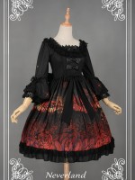 Dark Gothic Printed Lolita Dress Butterfly Cemetery One Piece