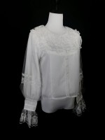 Classic  Lolita lantern sleeves and embroidered neck blouse