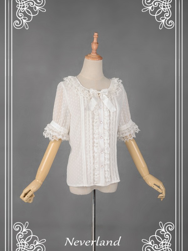Cannele Chiffon Short Sleeve Blouse Cannele Chiffon Short Sleeve Blouse