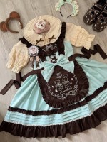 Chocolate cake sweet and cute embroidered suspender dress Chocolate cake sweet and cute embroidered suspender dress