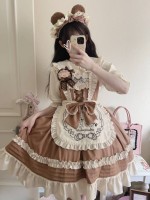 Chocolate cake sweet and cute embroidered suspender dress Chocolate cake sweet and cute embroidered suspender dress