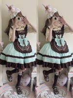 Chocolate cake sweet and cute embroidered suspender dress Chocolate cake sweet and cute embroidered suspender dress