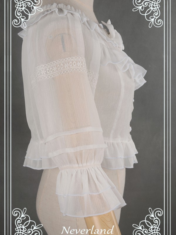 Chord Of Summer Wrinkled Silk Short Blouse Chord Of Summer Wrinkled Silk Short Blouse